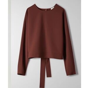 Aritzia Wilfred Laon Tie Back Blouse in Truffle